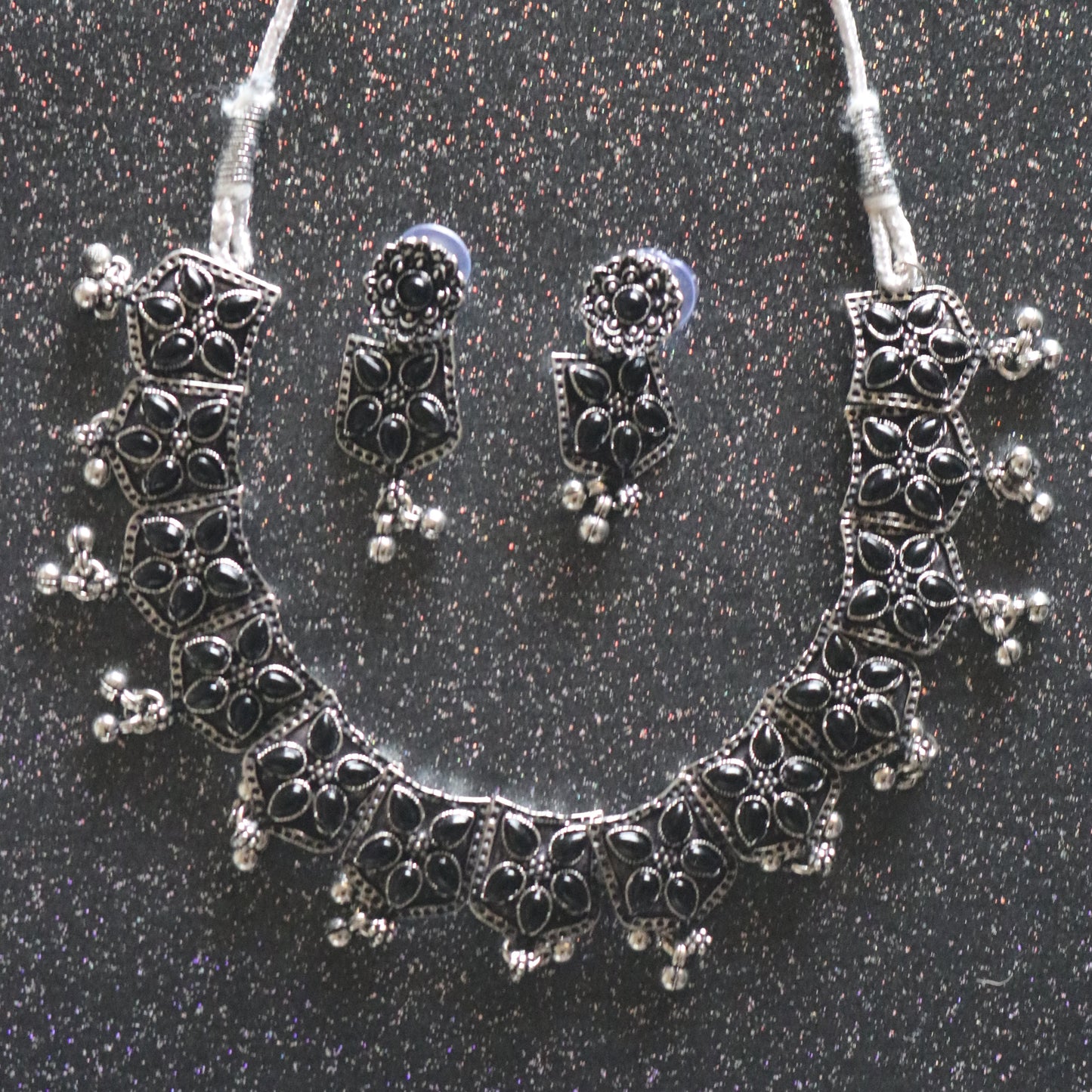 Oxidized Necklace With Earring Set